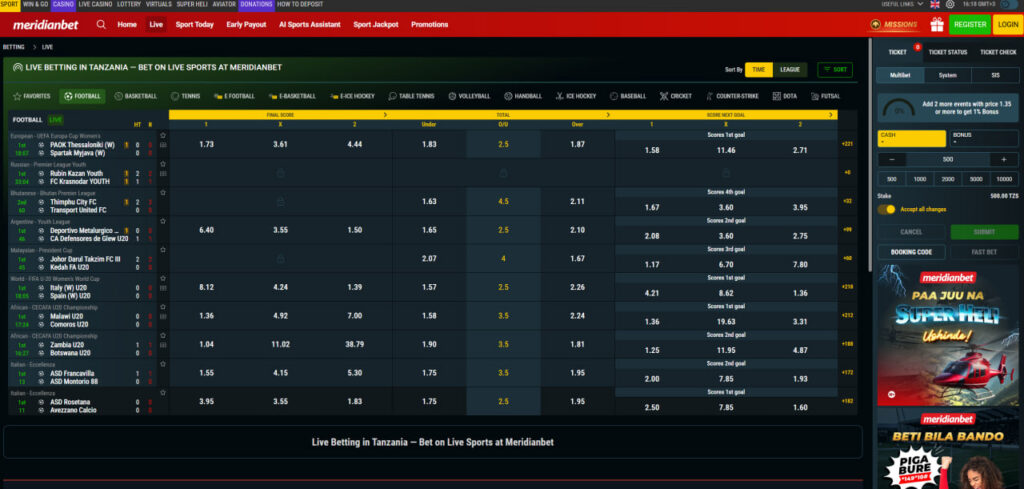 Meridianbet live betting